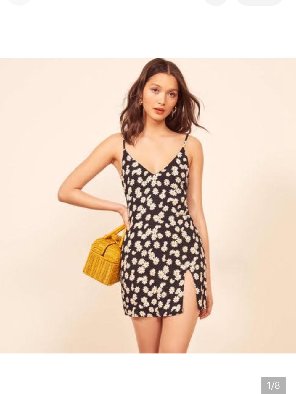 Reformation Black Daisy Slip Mini Dress
